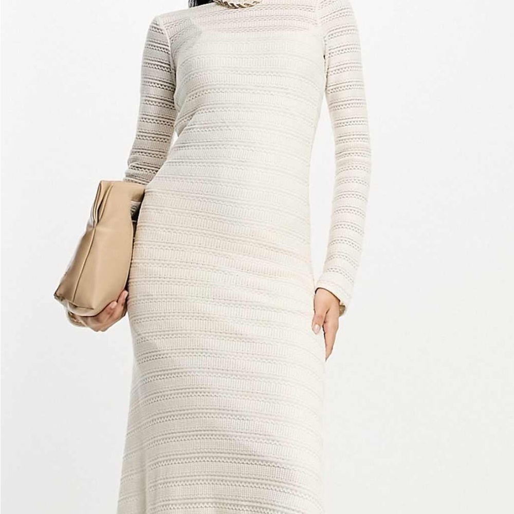 ASOS Cream Backless Knit Maxi Dress